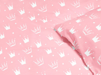 Gyermek pamut ágyneműhuzat - cikkszám 639 királyi koronák rózsaszínű alllpon