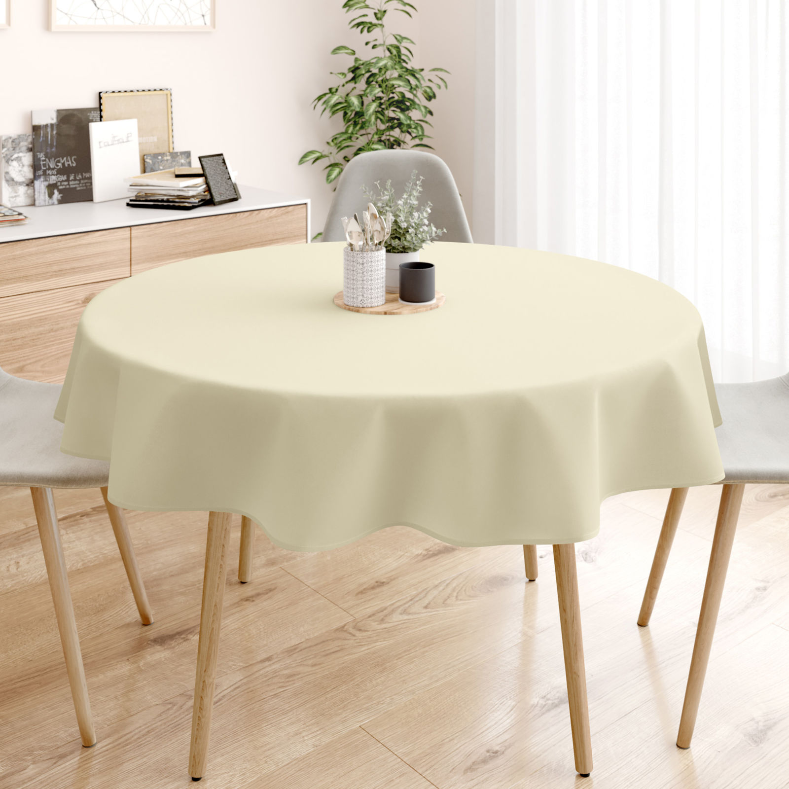 LONETA dekoratív asztalterítő - krémszínű - kör alakú