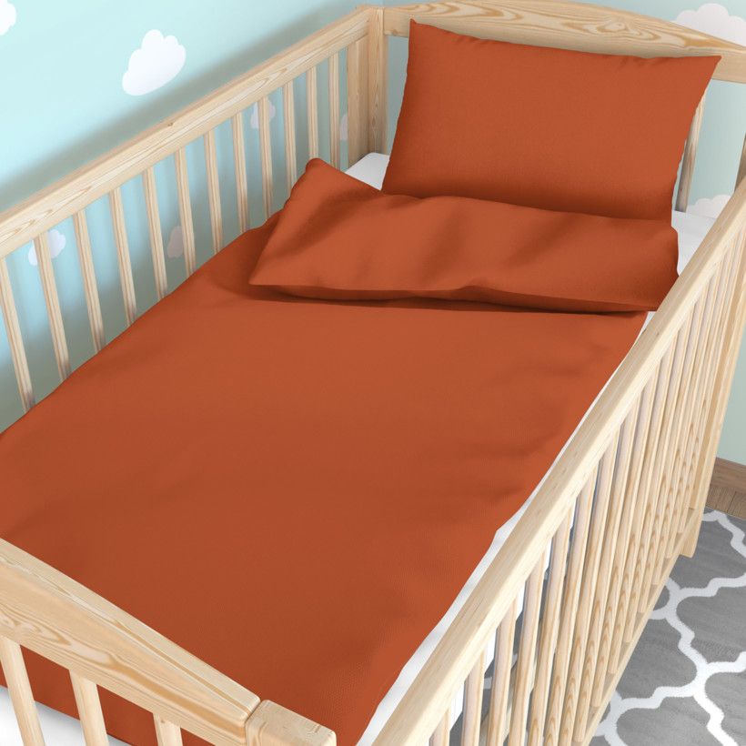 Gyermek pamut ágyneműhuzat kiságyba - tégla színű