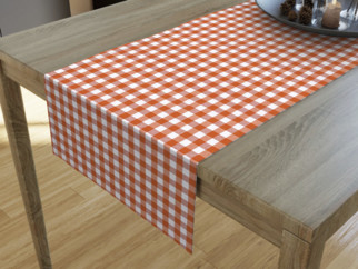 MENORCA dekoratív asztali futó - narancssárga - fehér kockás