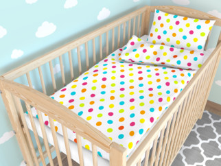 Gyermek pamut ágyneműhuzat kiságyba - cikkszám 677 nagy színes pöttyök