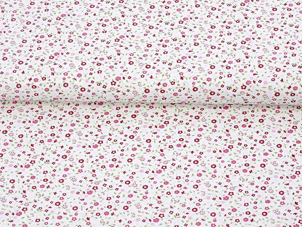 Pamutvászon - cikkszám 851, festett rózsaszínű virágok