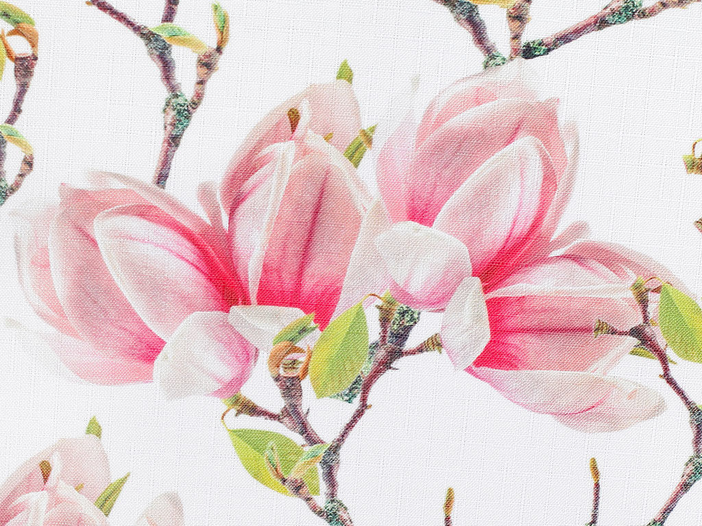 Teflon szövet terítőknek - Tavaszi mintás - rózsaszín mangóliák