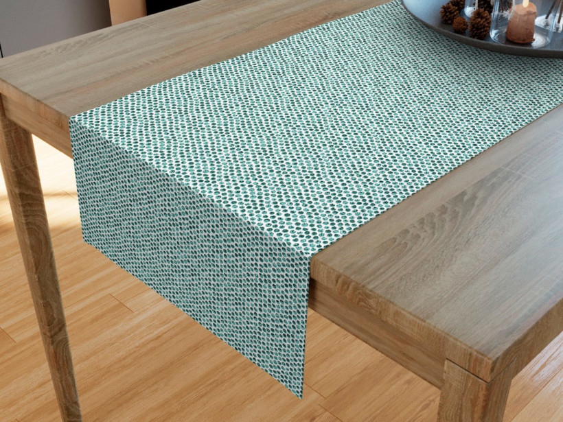 LONETA dekoratív asztali futó - dizájnos pöttyös - mentaszínű