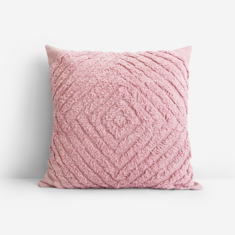 Dekoratív párna Boho 45x45 cm - rózsaszín geometriai alakzatok