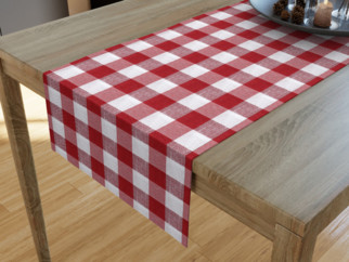 MENORCA dekoratív asztali futó - nagy piros - fehér kockás