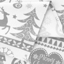 Karácsonyi pamut drapéria - karácsonyi szimbólumok fehér alapon