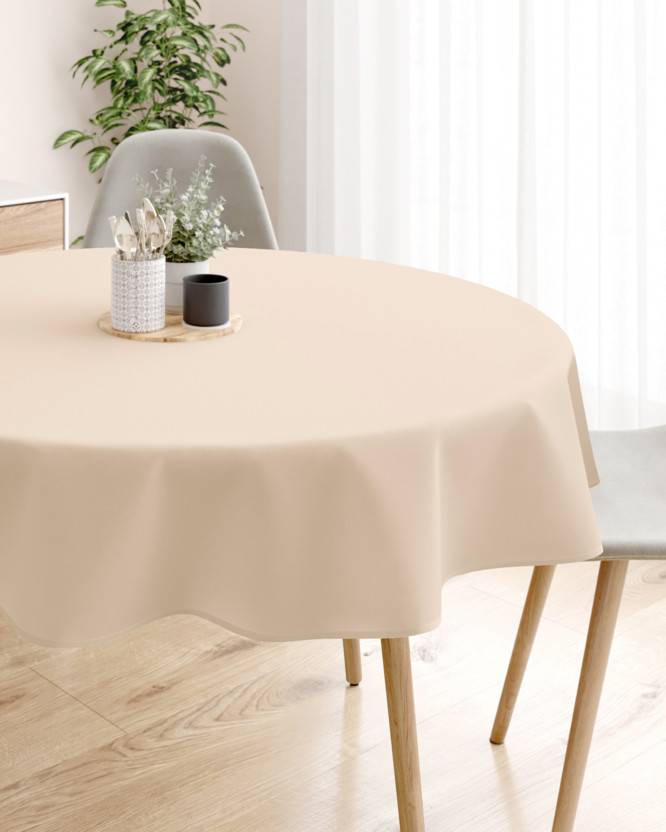 Pamut asztalterítő - bézs - kör alakú