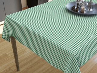 Pamut asztalterítő - zöld - fehér kockás