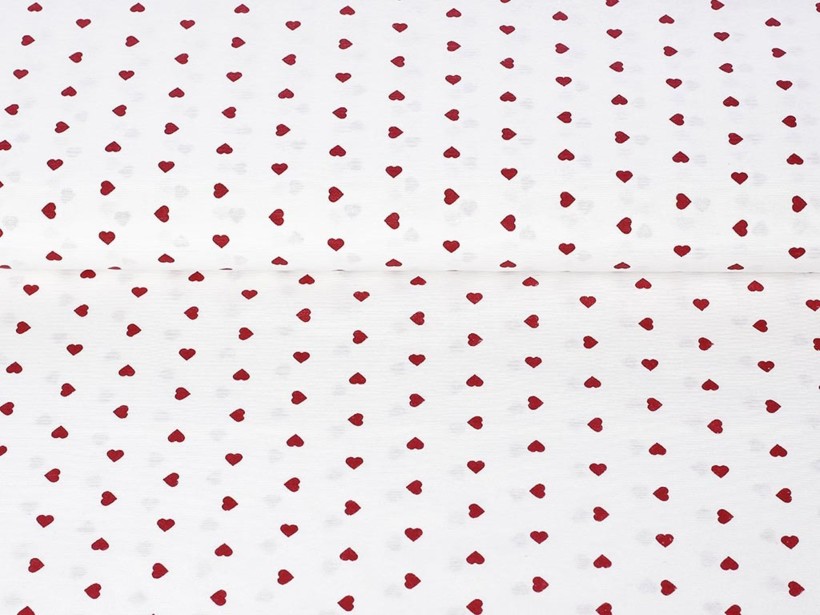 Dekoratív anyag LONETA - AMORE C - 401 - piros szívek fehér alapon