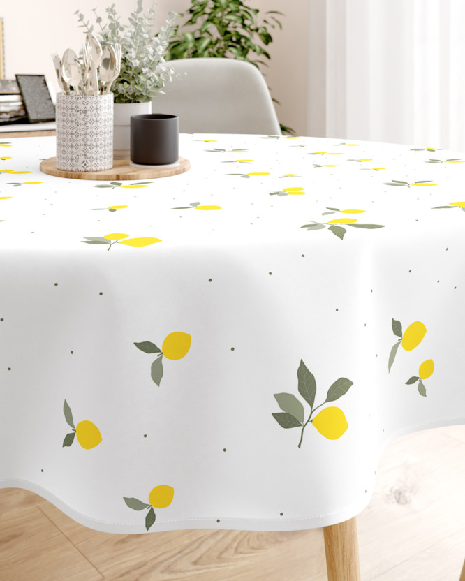 Pamut asztalterítő - citromok - kör alakú