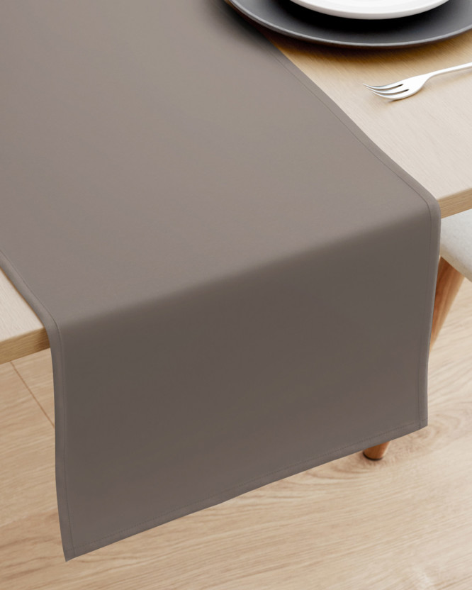 Dekoratív asztali futó Rongo Deluxe - szürkésbarna, szatén fényű