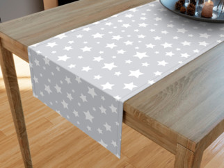 LONETA dekoratív asztali futó - fehér csillagmintás szürke alapon
