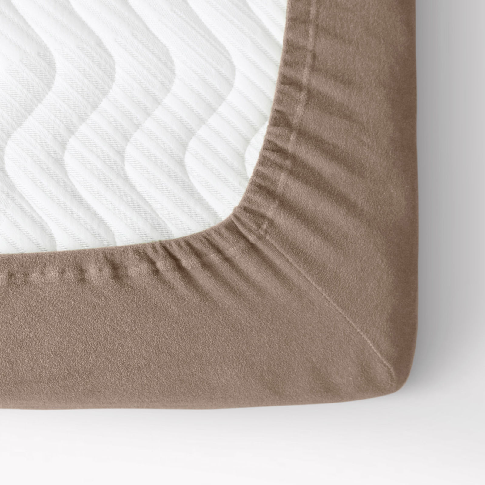 Exkluzív frottír lepedő magas matracokhoz - barnásszürke