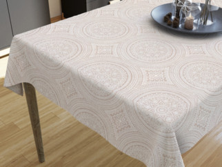 VERONA dekoratív asztalterítő - nagy mandalák - vászonszövésű