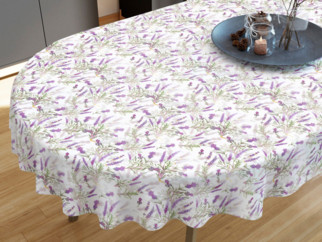 Pamut asztalterítő - Provencei levandulák - ovális