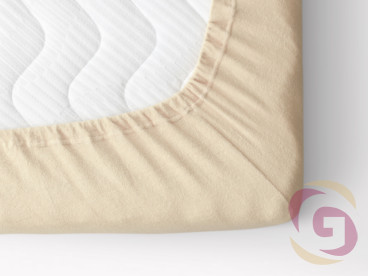 Exkluzív frottír körgumis lepedő magas matracokhoz - bézs