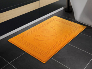 Frottír fürdőszobai szőnyeg „lábnyomok” narancssárga - 50 x 70