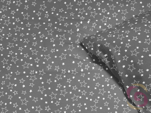 Karácsonyi pamut párnahuzat - Cikkszám X - 17 fehér csillagok szürke alapon