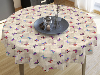 LONETA dekoratív asztalterítő - színes lepkék - kör alakú