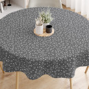 Pamut asztalterítő - fehér csillagok szürke alapon - kör alakú