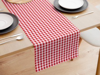 Pamut asztali futó - piros - fehér kockás