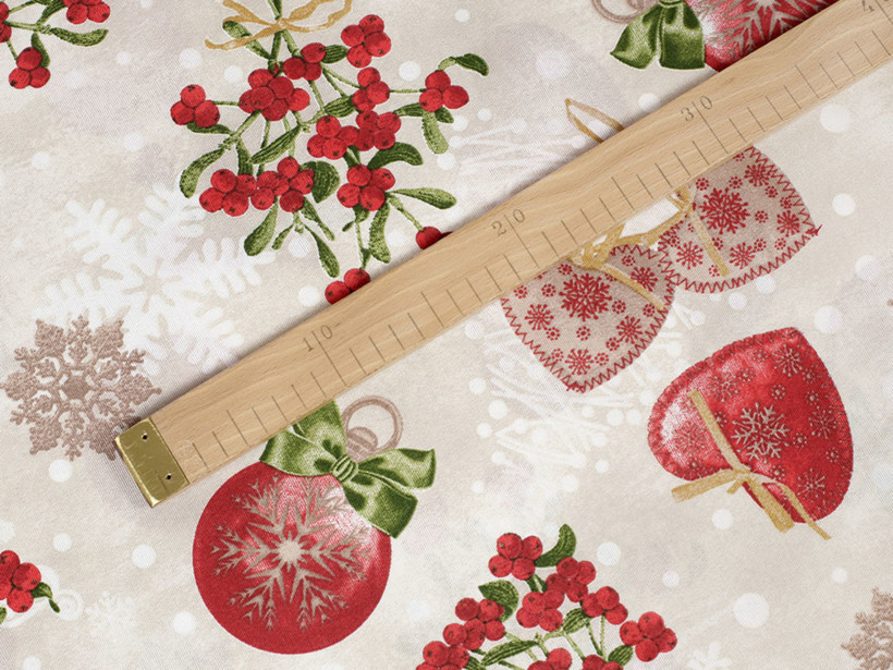 Karácsonyi dekoratív anyag VERONA - Karácsonyi dekorációk természetes színű alapon