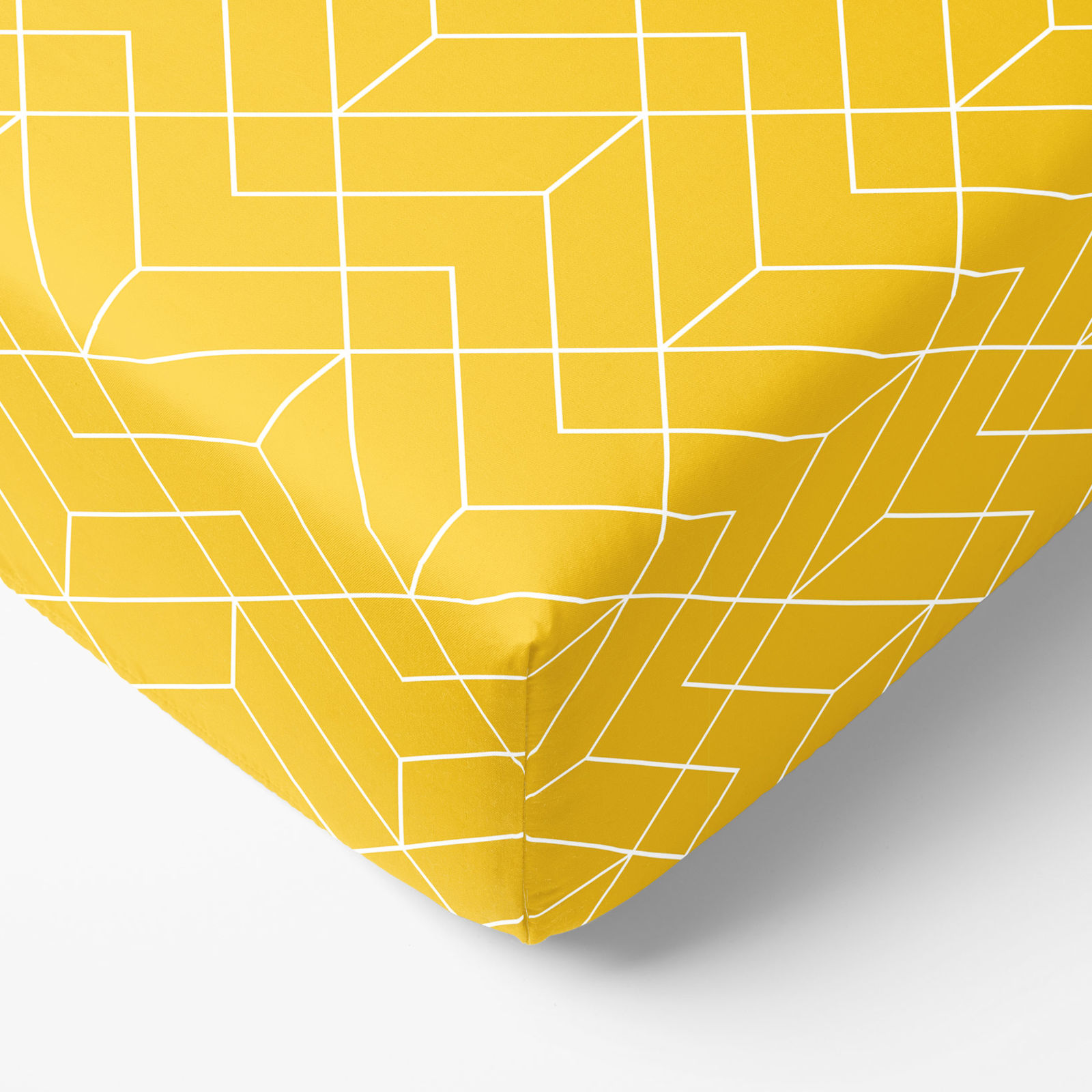 Pamut körgumis lepedő - Mozaik mintás, sárga alapon