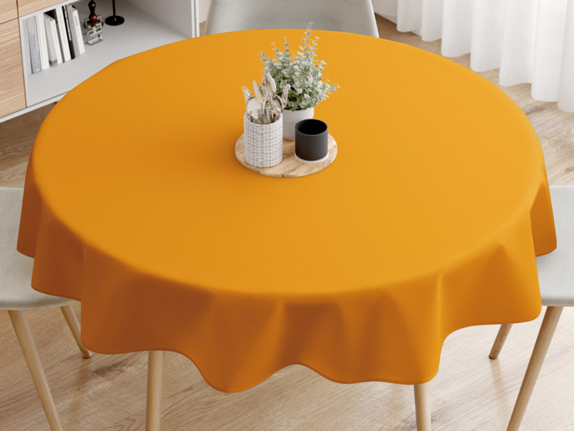 Pamut asztalterítő - mustárszínű - kör alakú starý