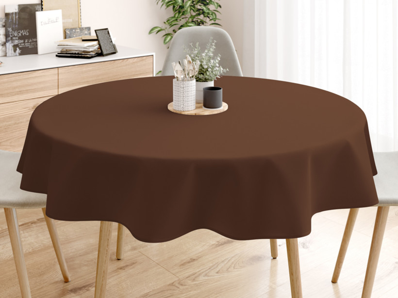 Pamut asztalterítő - sötétbarna - kör alakú starý