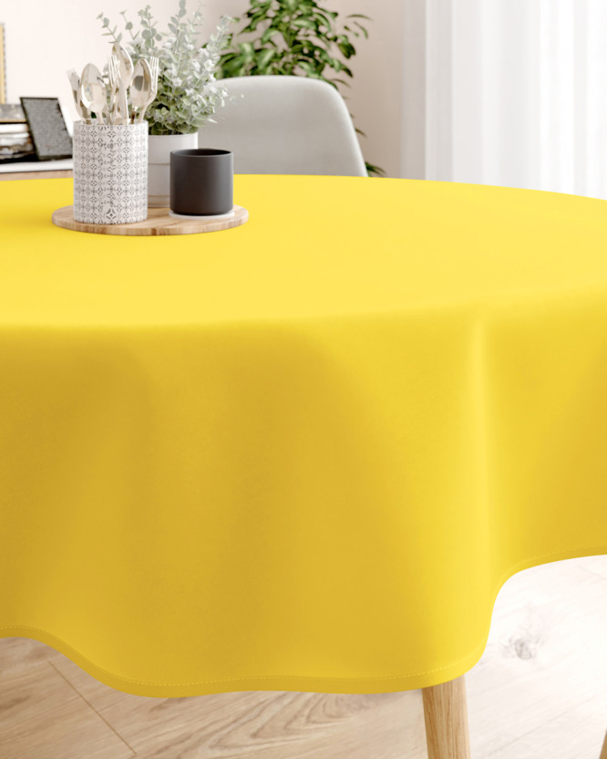 Húsvéti pamut asztalterítő - sárga - kör alakú