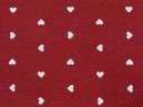 LONETA dekoratív drapéria - fehér szívek piros alapon