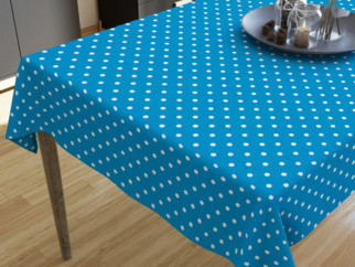 LONETA dekoratív asztalterítő - fehér pöttyös kék alapon