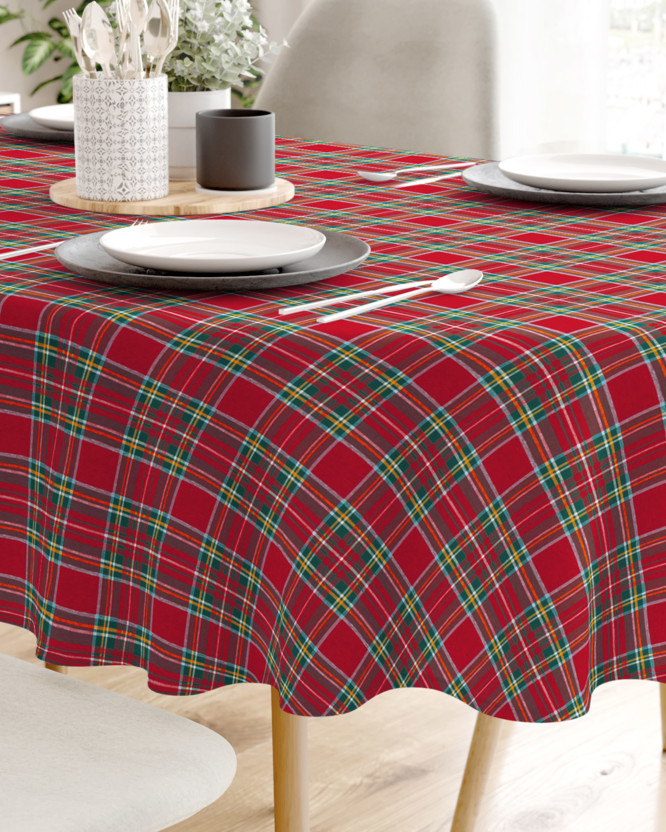 LONETA dekoratív asztalterítő - nagy piros kockás - ovális