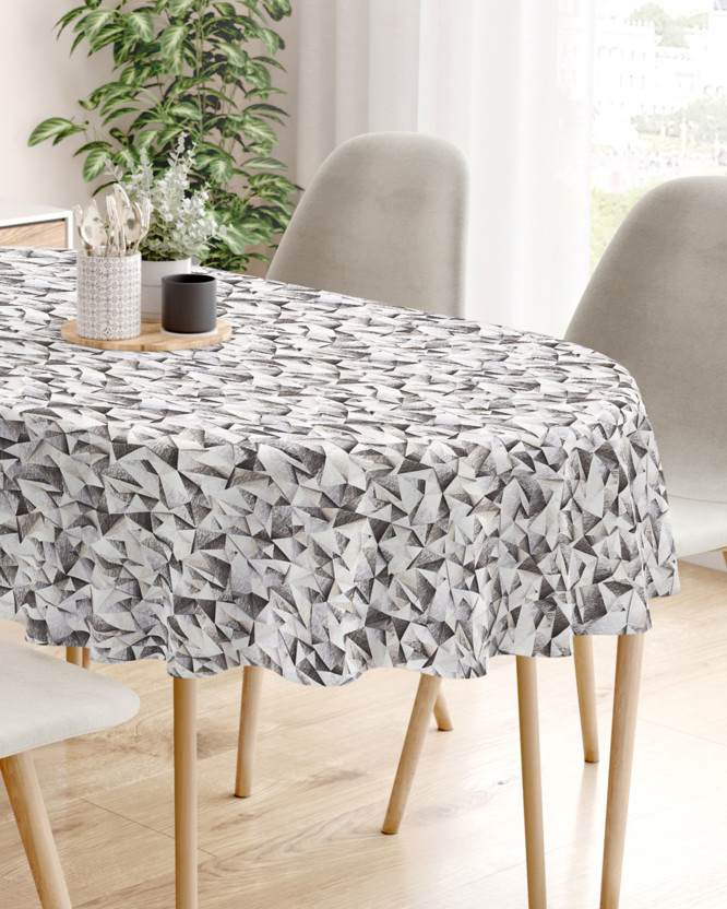 LONETA dekoratív asztalterítő - szürke színű alakzatok - ovális