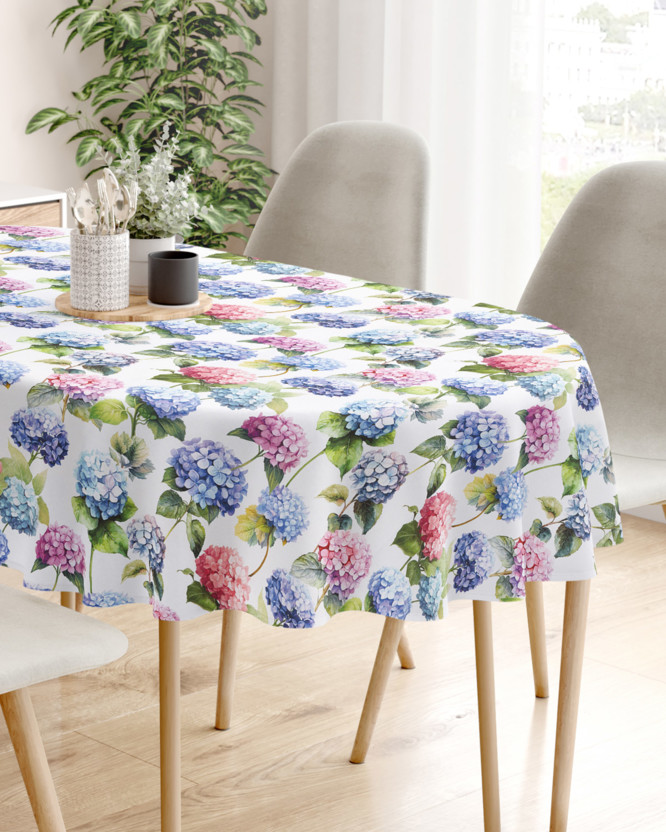 Loneta dekoratív asztalterítő - hortenzia virágok