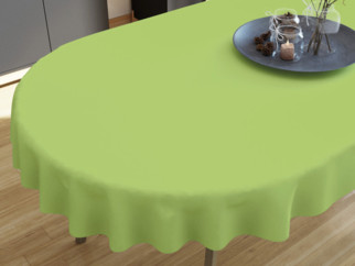 Pamut asztalterítő - zöld - ovális