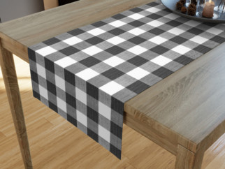 MENORCA dekoratív asztali futó - nagy sötétszürke - fehér kockás