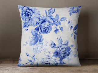 LONETA dekoratív párnahuzat - nagy kék rózsák