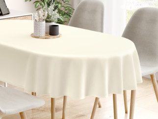 Dekoratív asztalterítő - krémszínű, szatén fényű - ovális