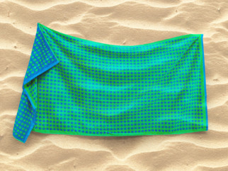 Nagy frottír strandtörölköző, Pöttyös - zöld 90 x 160 cm