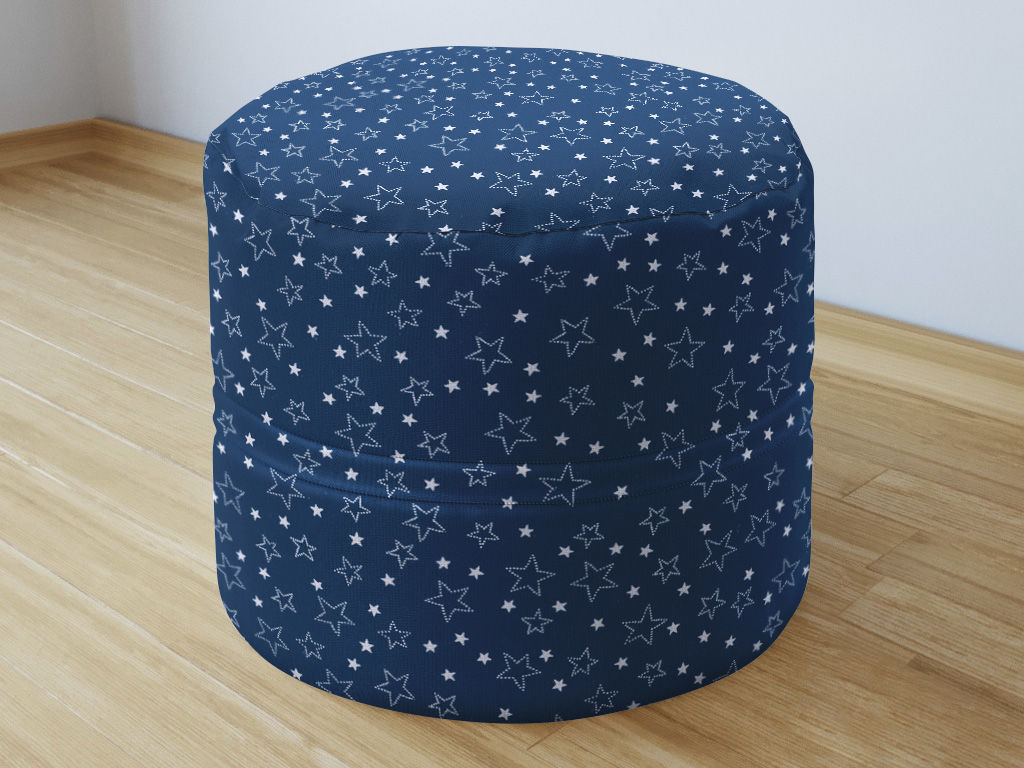Pamut puff 50 x 40 cm - fehér csillagok kék alapon