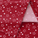 Karácsonyi pamut asztalterítő - fehér csillagok piros alapon - ovális