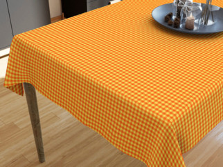 KANAFAS pamut asztalterítő - kicsi sárga-narancssérga kockás