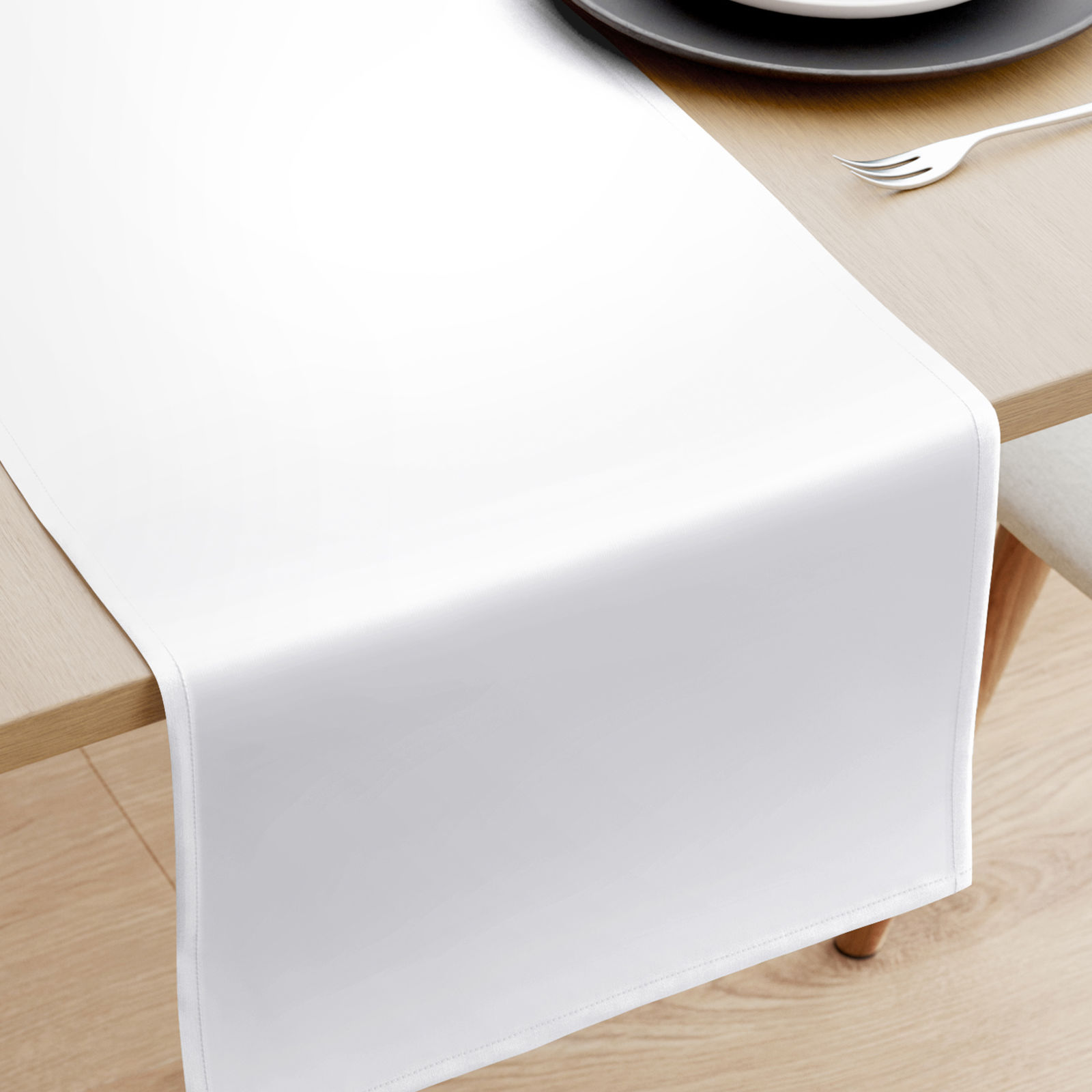 Pamutszatén asztali futó - fehér