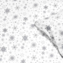 Exkluzív karácsonyi pamut ágyneműhuzat - cikkszám X - 28 ezüst hópihék fehér alapon