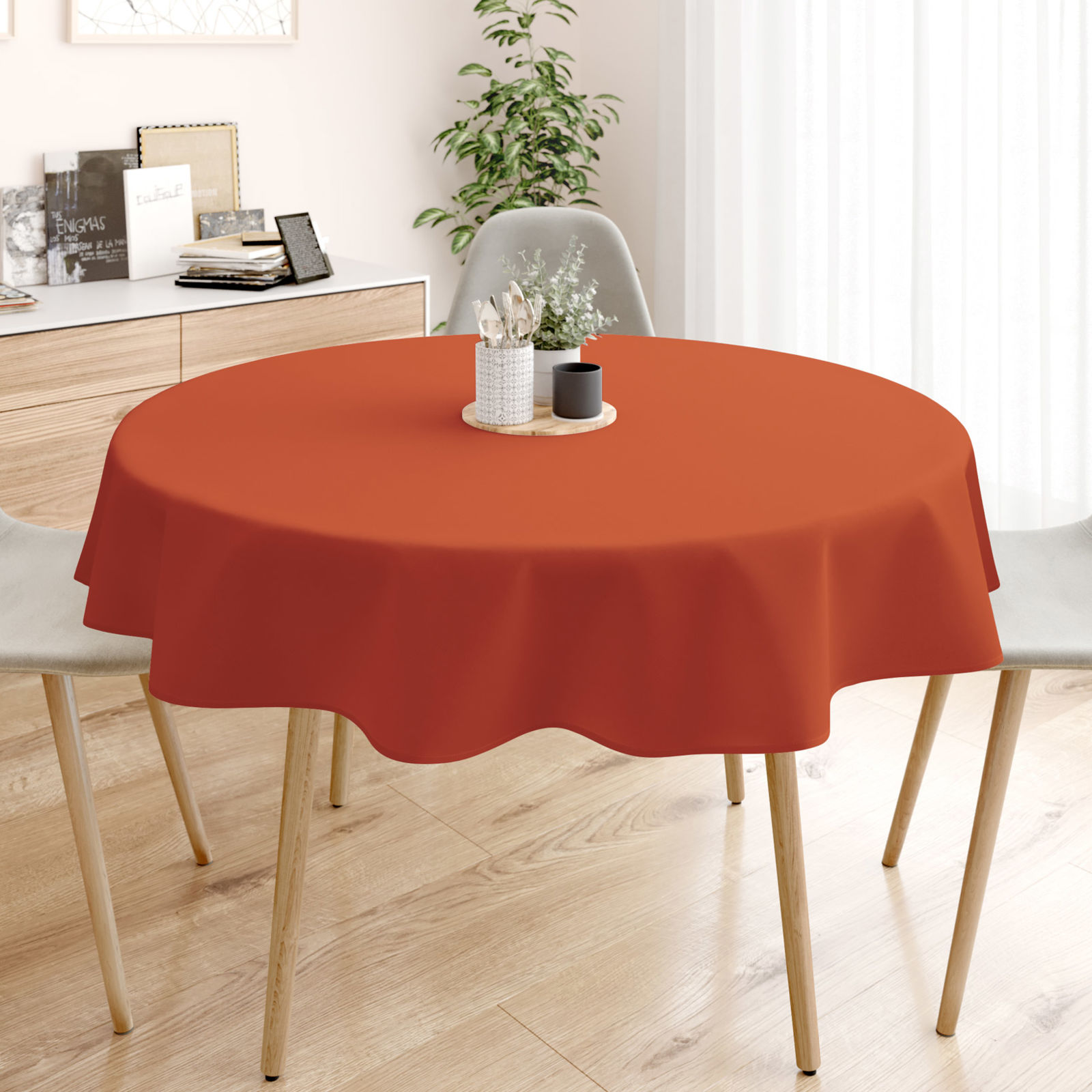 LONETA dekoratív asztalterítő - tégla színű - kör alakú