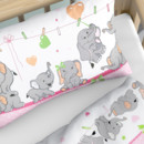 Gyermek pamut ágyneműhuzat kiságyba - cikkszám 617 rózsaszínű elefántok