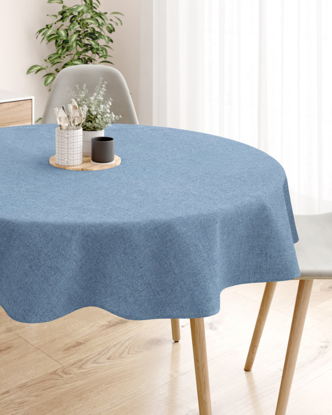 LONETA dekoratív asztalterítő - kék természetes - kör alakú