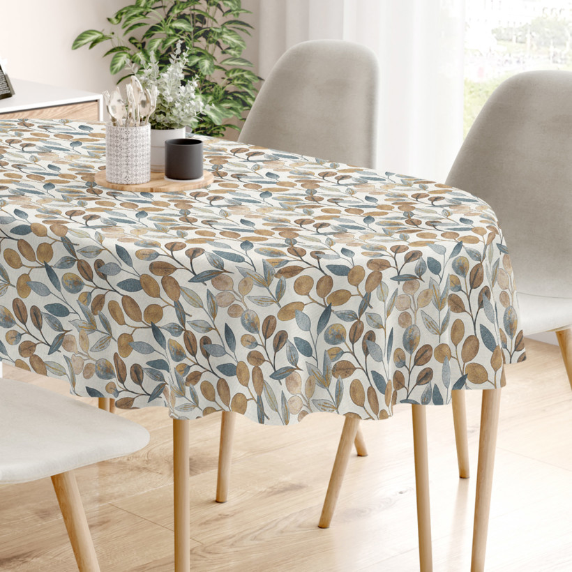 LONETA dekoratív asztalterítő - barna - kék eucalyptus - ovális
